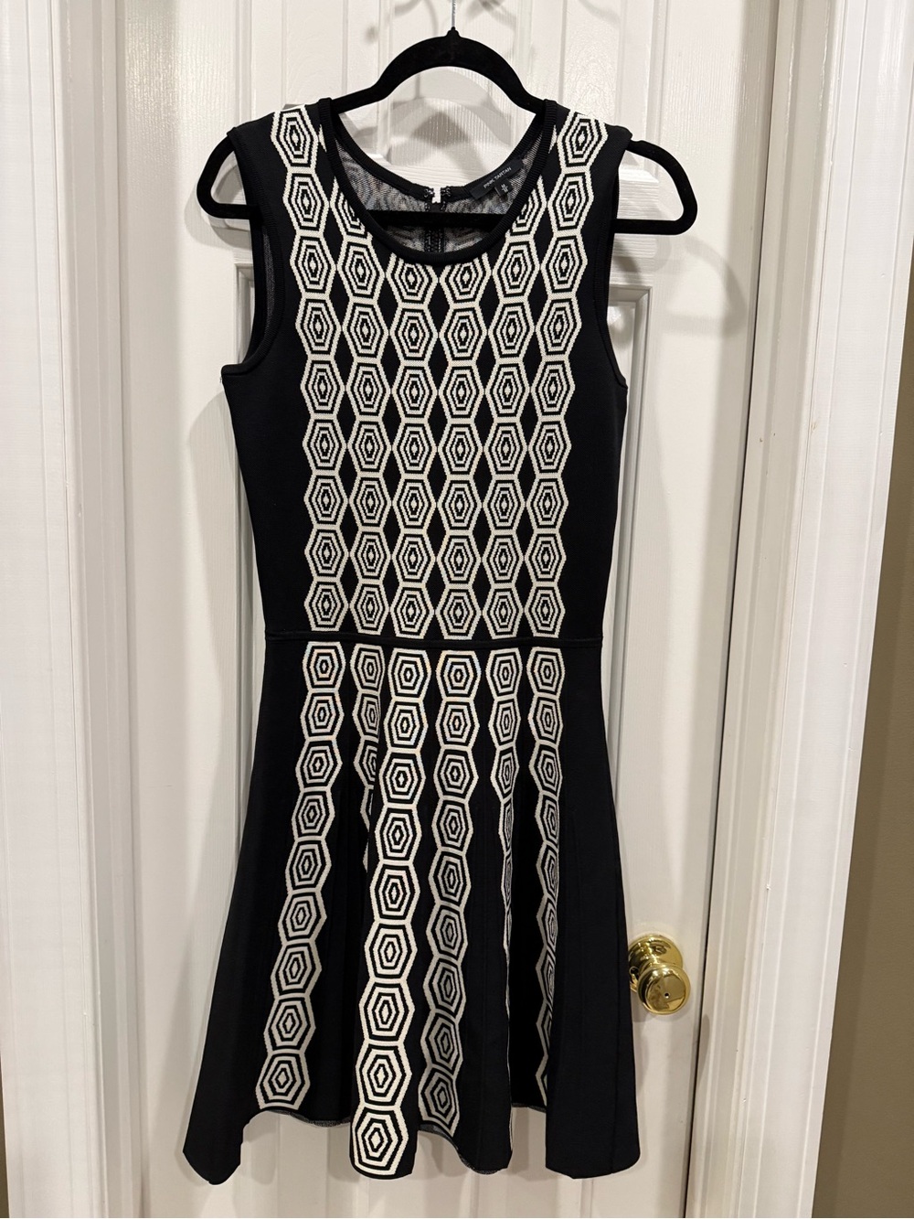 Pink Tartan Black and White Geometric Sleeveless Mini Dress